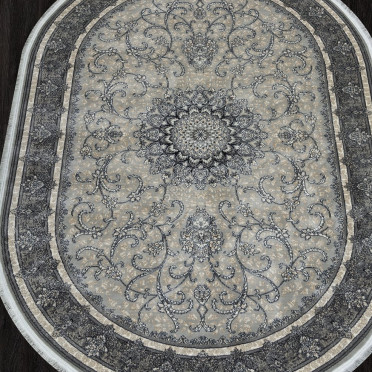 Ковер персидский 752197 Kashan (Хит-сет, серый) овальный