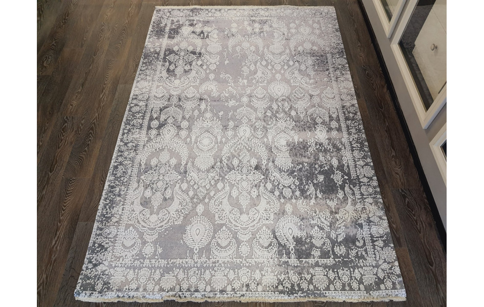 Безворсовый ковер лофт дизайн BANCO P1055 GREY-WHITE